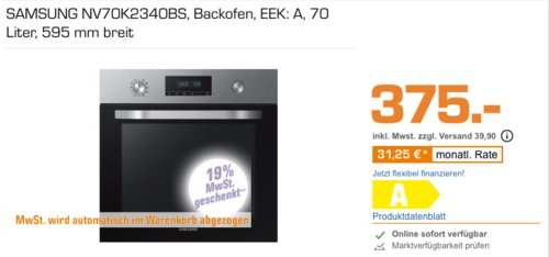 SAMSUNG NV70K2340BS Backofen, 595 mm breit SAMSUNG NV70K2340BS Backofen, 595 mm breit