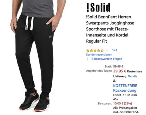 !Solid BennPant Herren Sweatpants/Sporthose mit Fleece-Innenseite und Kordel, versch. Farben und Größen !Solid BennPant Herren Sweatpants/Sporthose mit Fleece-Innenseite und Kordel, versch. Farben und Größen