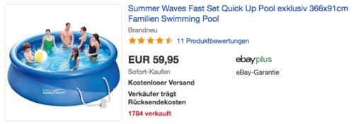 Summer Waves Fast Set Quick Up Pool 366x91cm, Familien-Swimmingpool mit Filterpumpe Summer Waves Fast Set Quick Up Pool 366x91cm, Familien-Swimmingpool mit Filterpumpe