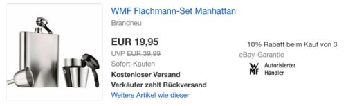 WMF Flachmann-Set "Manhattan", 200 ml WMF Flachmann-Set "Manhattan", 200 ml