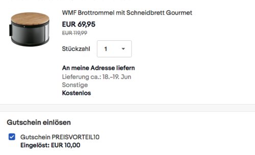 WMF Gourmet Brottrommel mit Schneidbrett, 32 x 13 cm WMF Gourmet Brottrommel mit Schneidbrett, 32 x 13 cm