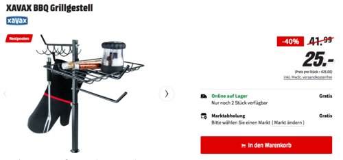 XAVAX BBQ Grillgestell mit Klemmschraube, 60 cm XAVAX BBQ Grillgestell mit Klemmschraube, 60 cm