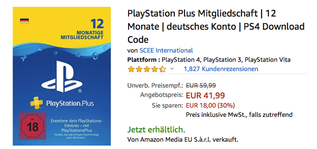Playstation Plus Mitgliedschaft 12 Monate Für 41 99€ 30