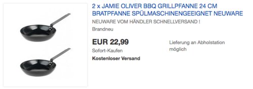 2x Jamie Oliver BBQ Grillpfanne 24 cm, Karbonstahl 2x Jamie Oliver BBQ Grillpfanne 24 cm, Karbonstahl