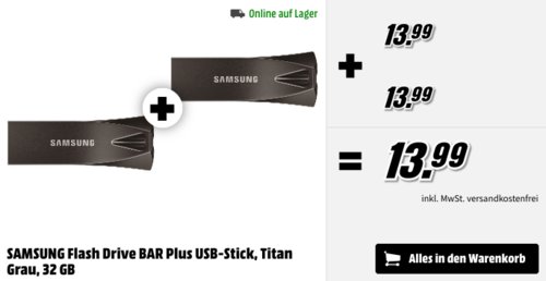 2x SAMSUNG Flash Drive BAR Plus USB-Stick 32 GB 2x SAMSUNG Flash Drive BAR Plus USB-Stick 32 GB
