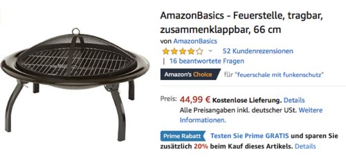AmazonBasics - Feuerstelle mit Funkenschutz, 66 x 45 cm AmazonBasics - Feuerstelle mit Funkenschutz, 66 x 45 cm