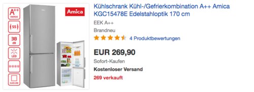 Amica KGC15478E Kühl-/Gefrierkombination, A++, 170 cm hoch Amica KGC15478E Kühl-/Gefrierkombination, A++, 170 cm hoch