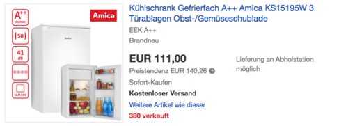 Amica KS 15195 W Kühl-Gefrier-Kombination A++, 84 cm hoch Amica KS 15195 W Kühl-Gefrier-Kombination A++, 84 cm hoch