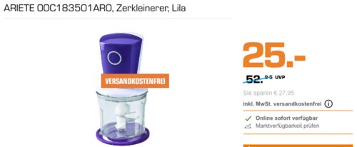 ARIETE Choppi 00C183501AR0 Zerkleinerer mit Icecrush-Funktion, lila ARIETE Choppi 00C183501AR0 Zerkleinerer mit Icecrush-Funktion, lila