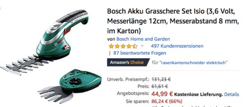 Bosch Akku-Gras- und Strauchscheren Set "Isio" Bosch Akku-Gras- und Strauchscheren Set "Isio"
