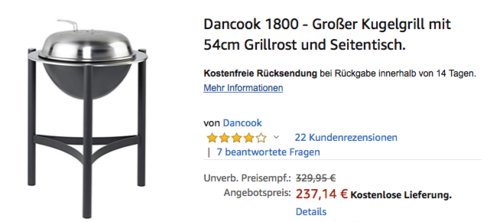 Dancook 1800 - Kugelgrill mit 54cm Grillrost Dancook 1800 - Kugelgrill mit 54cm Grillrost