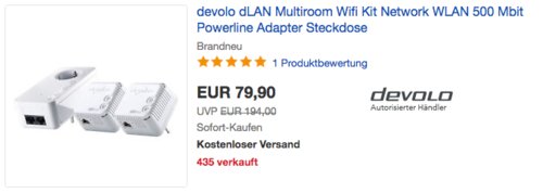 devolo dLAN Powerline 500 WiFi Network Kit (2x 500 WiFi Adapter und 1x 1000 duo+ Adapter) devolo dLAN Powerline 500 WiFi Network Kit (2x 500 WiFi Adapter und 1x 1000 duo+ Adapter)