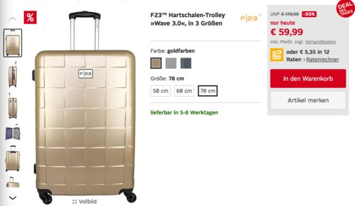 F23 "Wave 3.0" Hartschalen-Trolley Gr. 78 (101 Liter), versch. Farben F23 "Wave 3.0" Hartschalen-Trolley Gr. 78 (101 Liter), versch. Farben