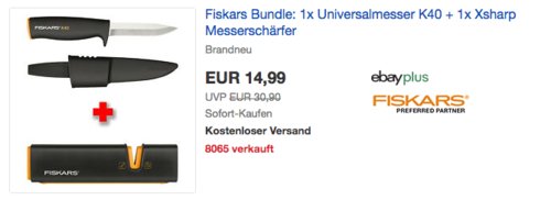 Fiskars Bundle: 1x Universalmesser K40 + 1x Xsharp Messerschärfer Fiskars Bundle: 1x Universalmesser K40 + 1x Xsharp Messerschärfer