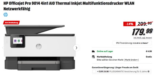 HP Officejet Pro 9014 4in1 Inkjet Multifunktionsdrucker, netzwerkfähig HP Officejet Pro 9014 4in1 Inkjet Multifunktionsdrucker, netzwerkfähig
