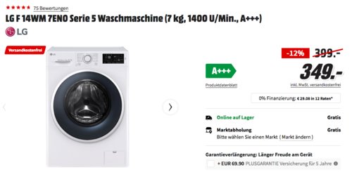 LG F14WM7EN0 Serie 5 Waschmaschine (7 kg, 1400 U/Min., A+++) - jetzt 13% billiger LG F14WM7EN0 Serie 5 Waschmaschine (7 kg, 1400 U/Min., A+++) - jetzt 13% billiger