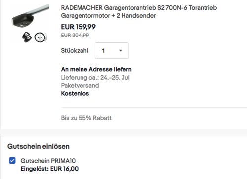 RADEMACHER Garagentorantrieb S2 mit max. 700N Zugkraft, inkl. 2x Handsender RADEMACHER Garagentorantrieb S2 mit max. 700N Zugkraft, inkl. 2x Handsender