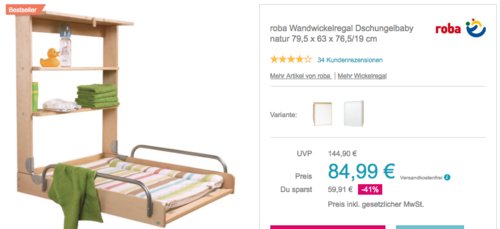 roba Wandwickelregal "Dschungelbaby" Natur, 79,5 x 63 x 76,5/19 cm roba Wandwickelregal "Dschungelbaby" Natur, 79,5 x 63 x 76,5/19 cm