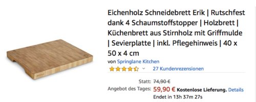 Springlane Kitchen 943467 Eichenholz-Schneidebrett "Erik", 40 x 50 x 4 cm - jetzt 20% billiger Springlane Kitchen 943467 Eichenholz-Schneidebrett "Erik", 40 x 50 x 4 cm - jetzt 20% billiger