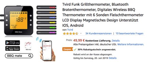 Tvird Bluetooth Grillthermometer/Bratenthermometer mit 6 Sonden Tvird Bluetooth Grillthermometer/Bratenthermometer mit 6 Sonden