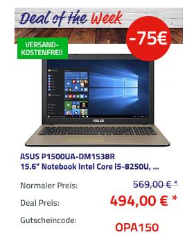 ASUS P1500UA-DM1538R 39,62 cm (15.6") Notebook (i5-8250U, 8GB RAM, 256GB SSD, Win10 Pro) ASUS P1500UA-DM1538R 39,62 cm (15.6") Notebook (i5-8250U, 8GB RAM, 256GB SSD, Win10 Pro)