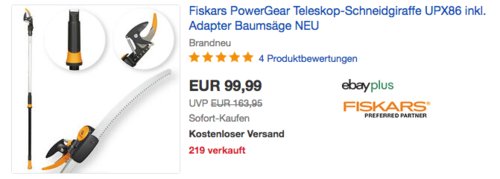 Fiskars PowerGear Teleskop-Schneidgiraffe UPX86 inkl. Adapter-Baumsäge Fiskars PowerGear Teleskop-Schneidgiraffe UPX86 inkl. Adapter-Baumsäge