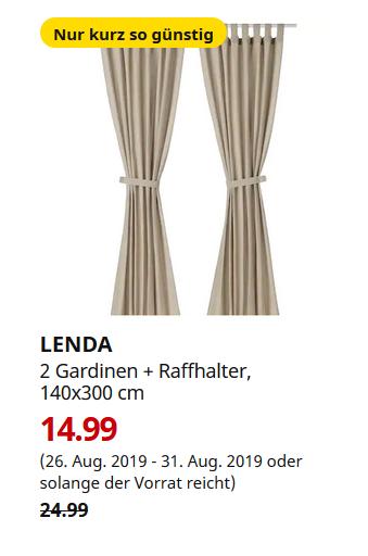 IKEA Dresden - LENDA 2 Gardinen + Raffhalter, hellbeige, 140x300 cm - jetzt 40% billiger