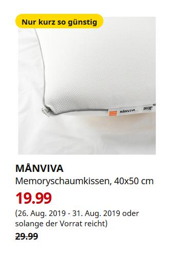 IKEA Großburgwedel - MÅNVIVA Memoryschaumkissen, 40x50 cm - jetzt 33% billiger