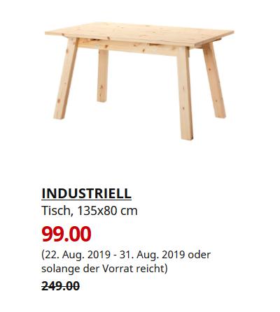 IKEA Wuppertal - INDUSTRIELL Tisch, Kiefer, 135x80 cm - jetzt 60% billiger