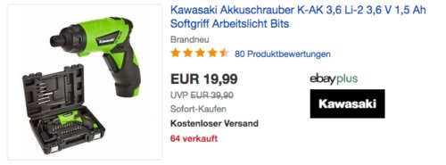 Kawasaki K-AK 3,6 Li-2 Akkuschrauber-Set mit Koffer und Bits Kawasaki K-AK 3,6 Li-2 Akkuschrauber-Set mit Koffer und Bits