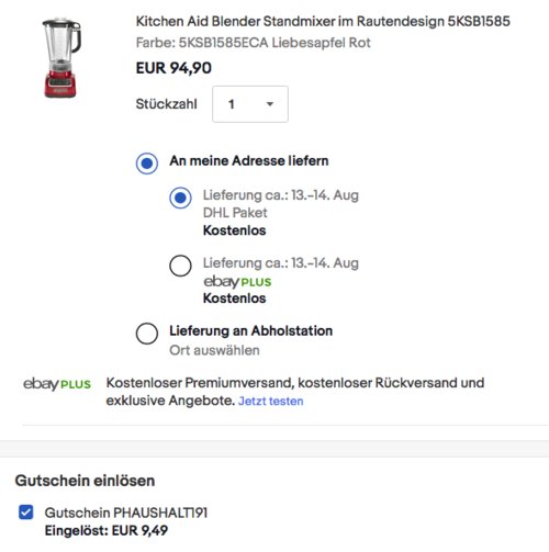 Kitchen Aid 5KSB1585 Standmixer, versch. Farben Kitchen Aid 5KSB1585 Standmixer, versch. Farben