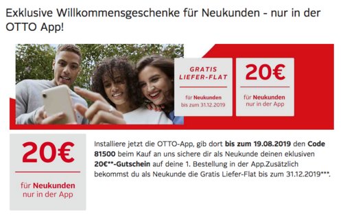 Otto.de - 20 Rabatt und Gratis Liefer-Flat auf fast alles für Neukunden mit OTTO-App: z.B. AEG VX7-2-IW-S Bodenstaubsauger Otto.de - 20 Rabatt und Gratis Liefer-Flat auf fast alles für Neukunden mit OTTO-App: z.B. AEG VX7-2-IW-S Bodenstaubsauger