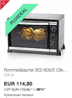 Rommelsbacher BG1805/E Minibackofen mit Umluft & Drehspieß, 42 Liter Rommelsbacher BG1805/E Minibackofen mit Umluft & Drehspieß, 42 Liter