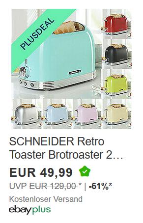 SCHNEIDER Retro Toaster, versch. Farben SCHNEIDER Retro Toaster, versch. Farben