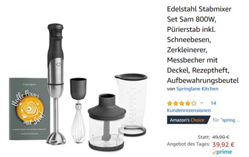 Springlane Kitchen Stabmixer-Set "Sam", 800W Springlane Kitchen Stabmixer-Set "Sam", 800W