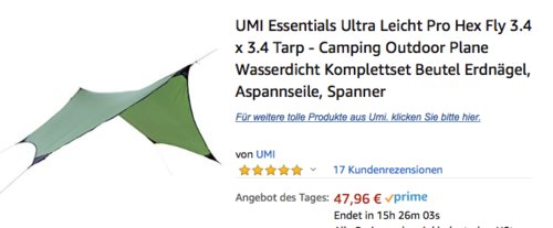 UMI Essentials Ultra Leicht Pro Hex Fly 3.4 x 3.4m Tarp, Camping Outdoor Plane UMI Essentials Ultra Leicht Pro Hex Fly 3.4 x 3.4m Tarp, Camping Outdoor Plane
