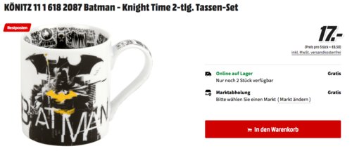 2x KÖNITZ Batman - Knight Time Tassen-Set - jetzt 22% billiger 2x KÖNITZ Batman - Knight Time Tassen-Set - jetzt 22% billiger