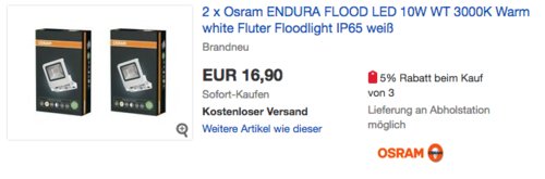 2x Osram LED Endura Flood Fluter Weiß (10W, 700 Lumen, 3000K Warm) 2x Osram LED Endura Flood Fluter Weiß (10W, 700 Lumen, 3000K Warm)
