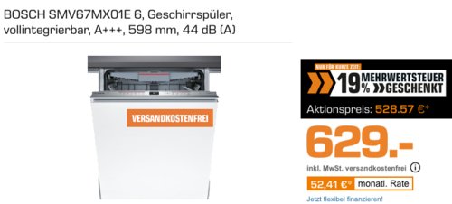 BOSCH SMV67MX01E Geschirrspüler (vollintegrierbar, A+++, 598 mm) - jetzt 16% billiger BOSCH SMV67MX01E Geschirrspüler (vollintegrierbar, A+++, 598 mm) - jetzt 16% billiger