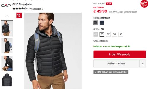CMP Herren Steppjacke (50-56), anthrazit oder marine CMP Herren Steppjacke (50-56), anthrazit oder marine