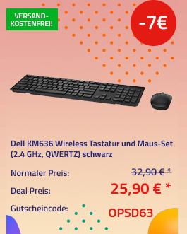Dell KM636 Wireless Tastatur und Maus-Set (2.4 GHz, QWERTZ), schwarz Dell KM636 Wireless Tastatur und Maus-Set (2.4 GHz, QWERTZ), schwarz