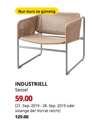 IKEA Brinkum - INDUSTRIELL Sessel, naturfarben, grau - jetzt 54% billiger