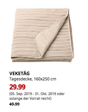 IKEA Dresden - VEKETÅG Tagesdecke, beige, 160x250 cm - jetzt 40% billiger
