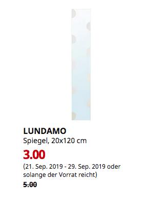 IKEA Hamburg-Schnelsen - LUNDAMO Spiegel, 20x120 cm - jetzt 40% billiger
