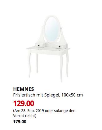 IKEA Regensburg - HEMNES Frisiertisch mit Spiegel, weiß, 100x50 cm - jetzt 28% billiger
