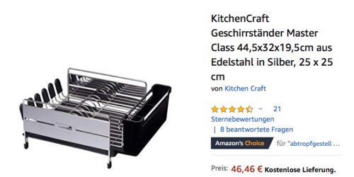 KitchenCraft Geschirrständer "Master Class" aus Edelstahl, 44,5x32x19,5cm - jetzt 29% billiger KitchenCraft Geschirrständer "Master Class" aus Edelstahl, 44,5x32x19,5cm - jetzt 29% billiger