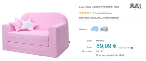 LULANDO Classic Kindersofa mit Bettfunktion, rosa - jetzt 9% billiger LULANDO Classic Kindersofa mit Bettfunktion, rosa - jetzt 9% billiger