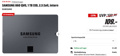SAMSUNG 860 QVO 1 TB interne SSD-Festplatte SAMSUNG 860 QVO 1 TB interne SSD-Festplatte