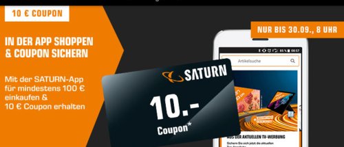 Saturn - 10 Coupon beim Einkaufen in der SATURN-App ab min. 100: z. B. Bomann TSG 708 Tischgeschirrspüler - jetzt 5% billiger