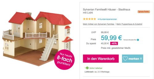 Sylvanian Families 2752 Autre Pupenhaus/Stadthaus mit Licht Sylvanian Families 2752 Autre Pupenhaus/Stadthaus mit Licht